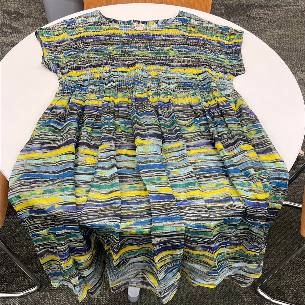 Neeru Kumar cotton silk colorful oversized dress woven yellow green blue black